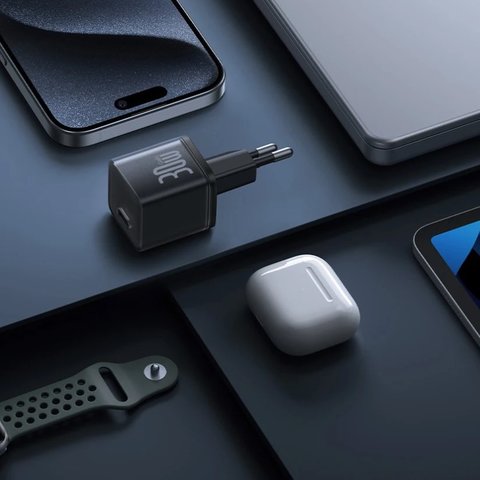 Мережевий зарядний пристрій Baseus GaN5S, 30 Вт, Fast Charge, білий, 1 порт, #P10162504213-00 Прев'ю 1