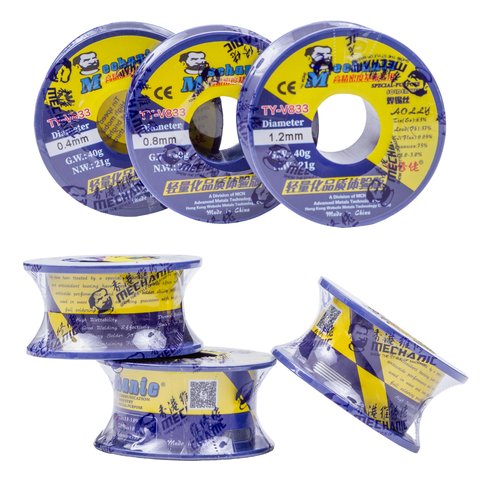 Solder Mechanic TY-V833, (Sn 63% , Pb 37%, flux 1-3%, 0,8 mm, 40 g) Preview 1