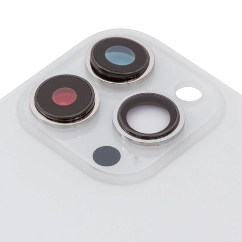 Задняя панель корпуса для iPhone 13 Pro Max, серебристая, белая, со стеклом камеры, Silver, small hole Превью 1